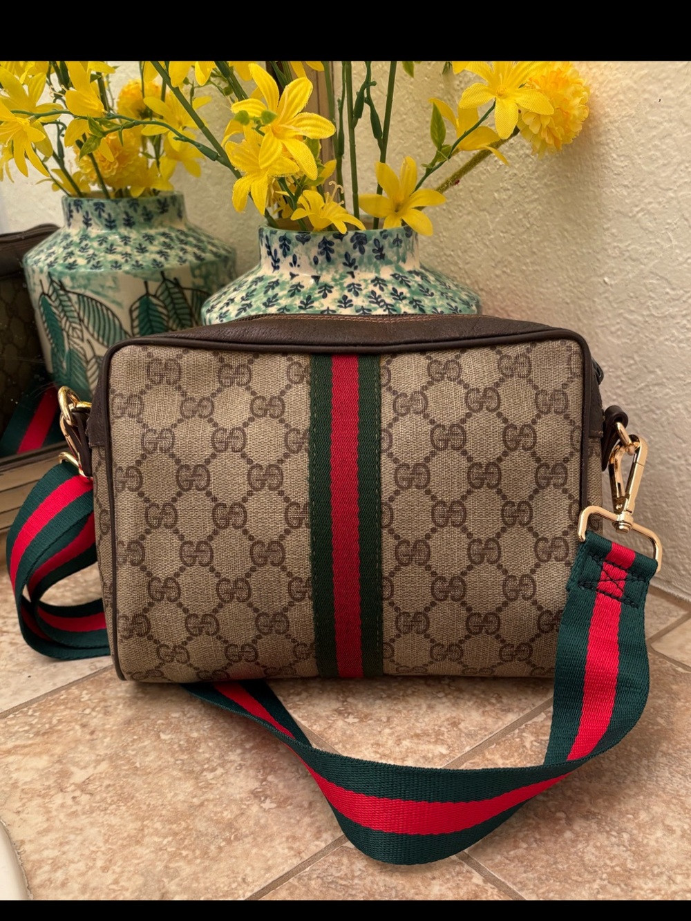 Authentic Gucci Vintage Sherry Line Stripe Bag converted to Crossbody